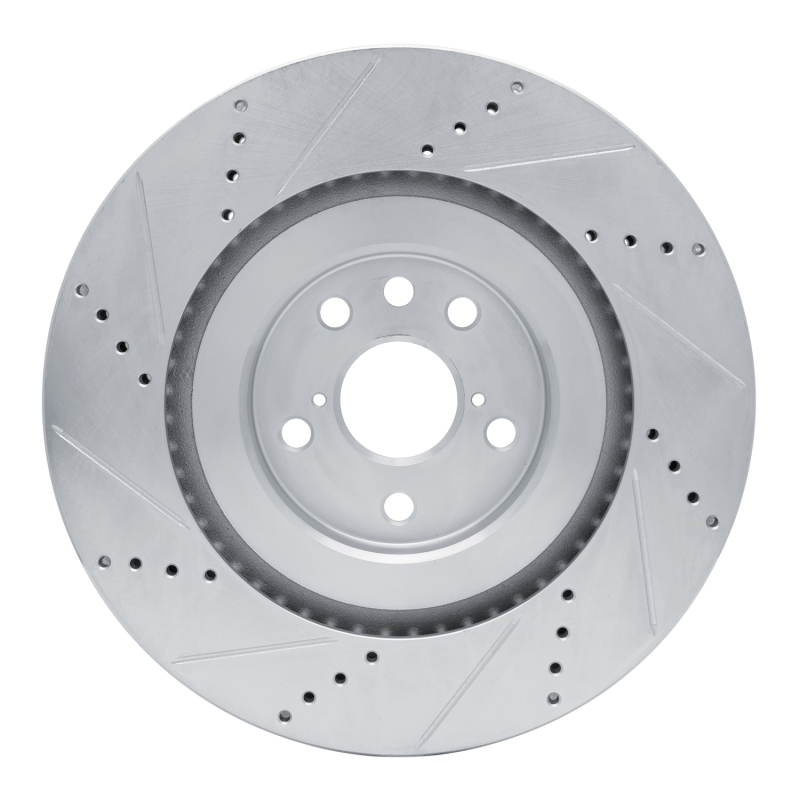 Lexus IS500 Brake Rotor (1) - Right Front - R1 Concepts - Drilled & Slotted - Silver - `13-`25